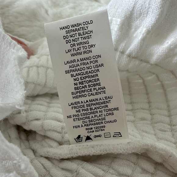 NWT Vitamin A Nya Smocked Strapless Cotton Bandeau Top in White Crinkle Linen - Picture 11 of 16